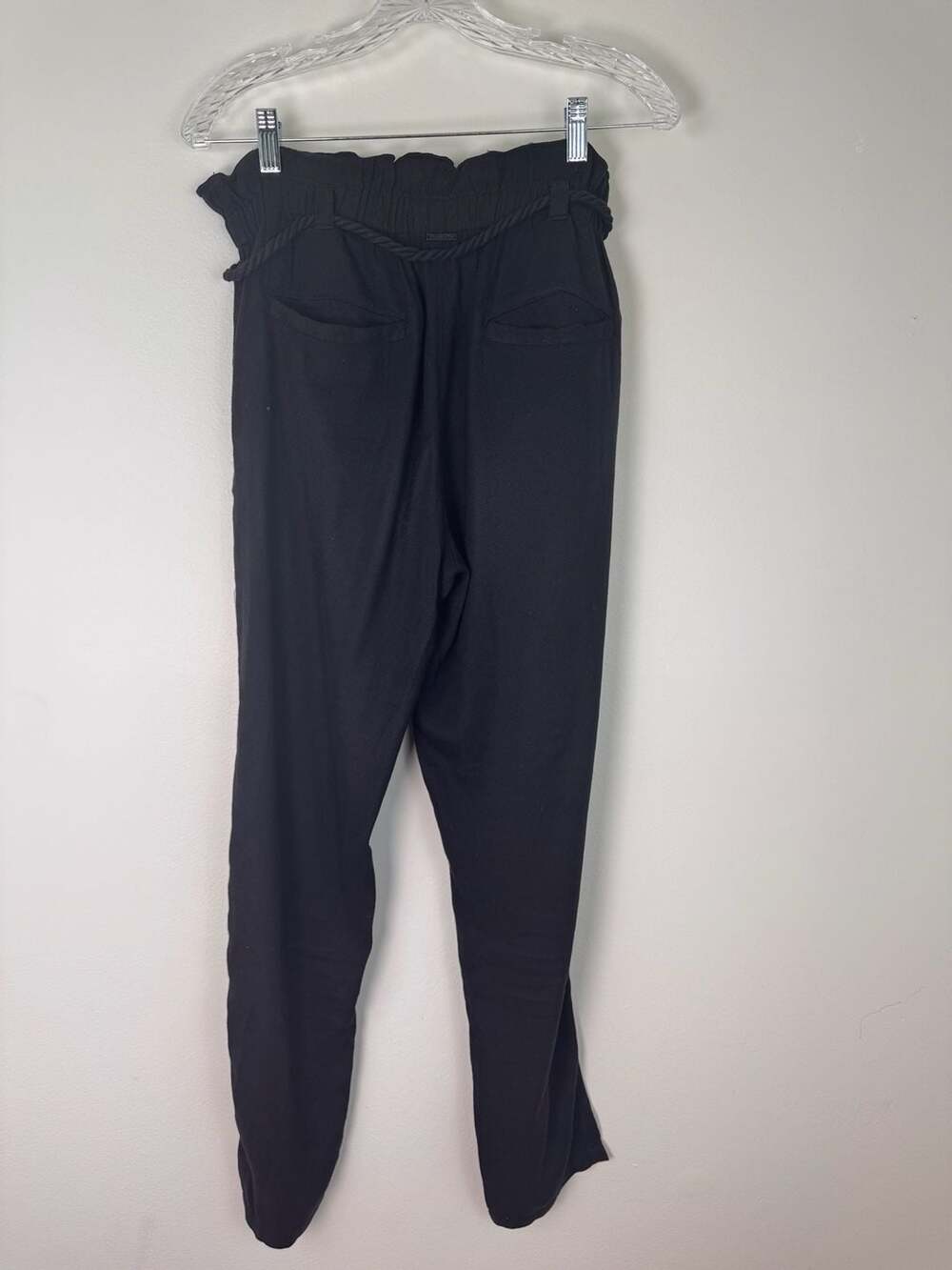 Billabong Black Paperbag Waist Pants with Rope Tie Belt
